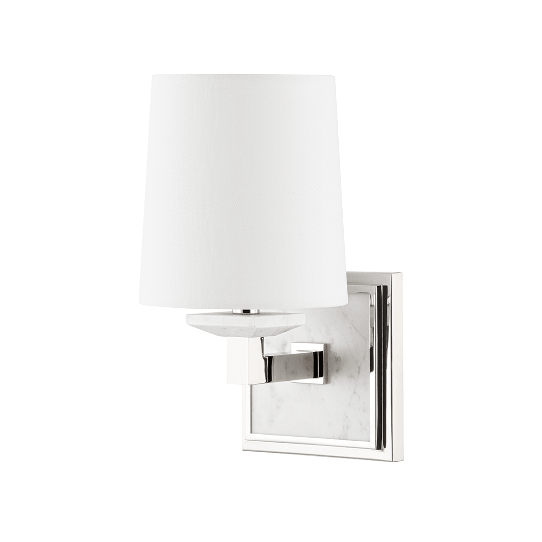 Steel and Marble with Fabric Shade Wall Sconce - LV LIGHTING