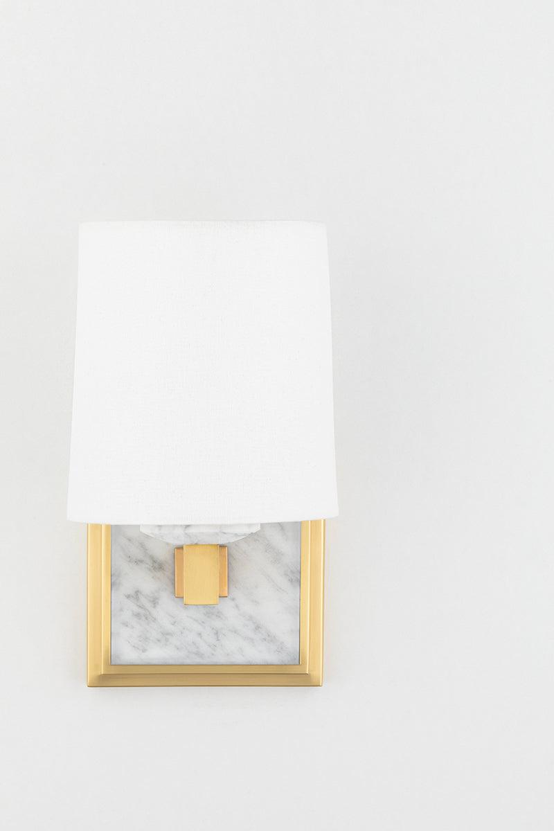 Steel and Marble with Fabric Shade Wall Sconce - LV LIGHTING