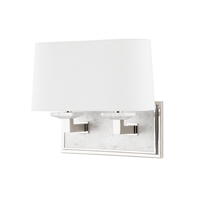 Steel and Marble with Fabric Shade Vanity Light - LV LIGHTING
