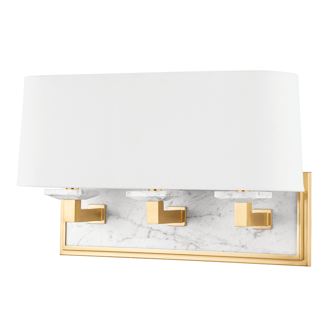 Steel and Marble with Fabric Shade Vanity Light - LV LIGHTING