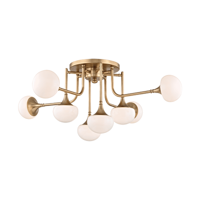 Steel Arms with Opal Glossy Glass Shade Flush Mount - LV LIGHTING