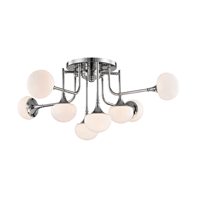 Steel Arms with Opal Glossy Glass Shade Flush Mount - LV LIGHTING