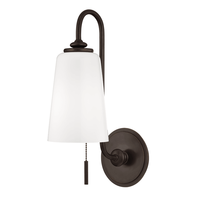 Steel Arch Arm with White Glass Shade Wall Sconce - LV LIGHTING