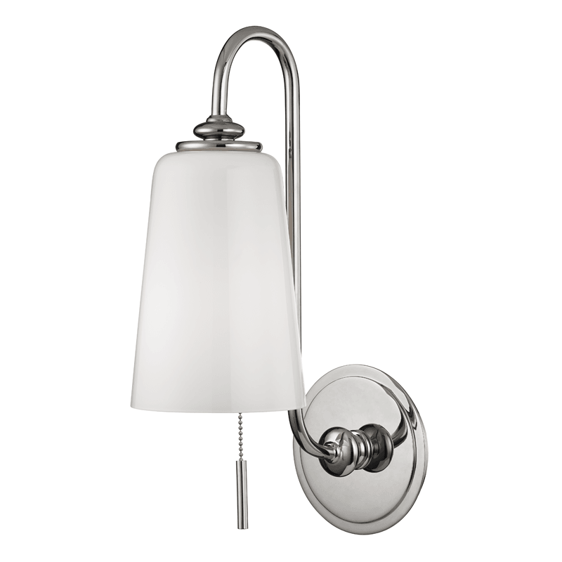 Steel Arch Arm with White Glass Shade Wall Sconce - LV LIGHTING