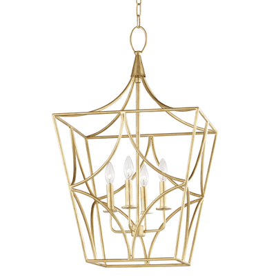 Gold Leaf with Open Air Frame Pendant - LV LIGHTING