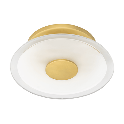 LED Aged Brass with Circular Frosted Glass Shade Wall Sconce - LV LIGHTING
