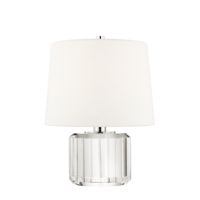 Polished Nickel with Blocks of Furrowed Glass Round Table Lamp - LV LIGHTING