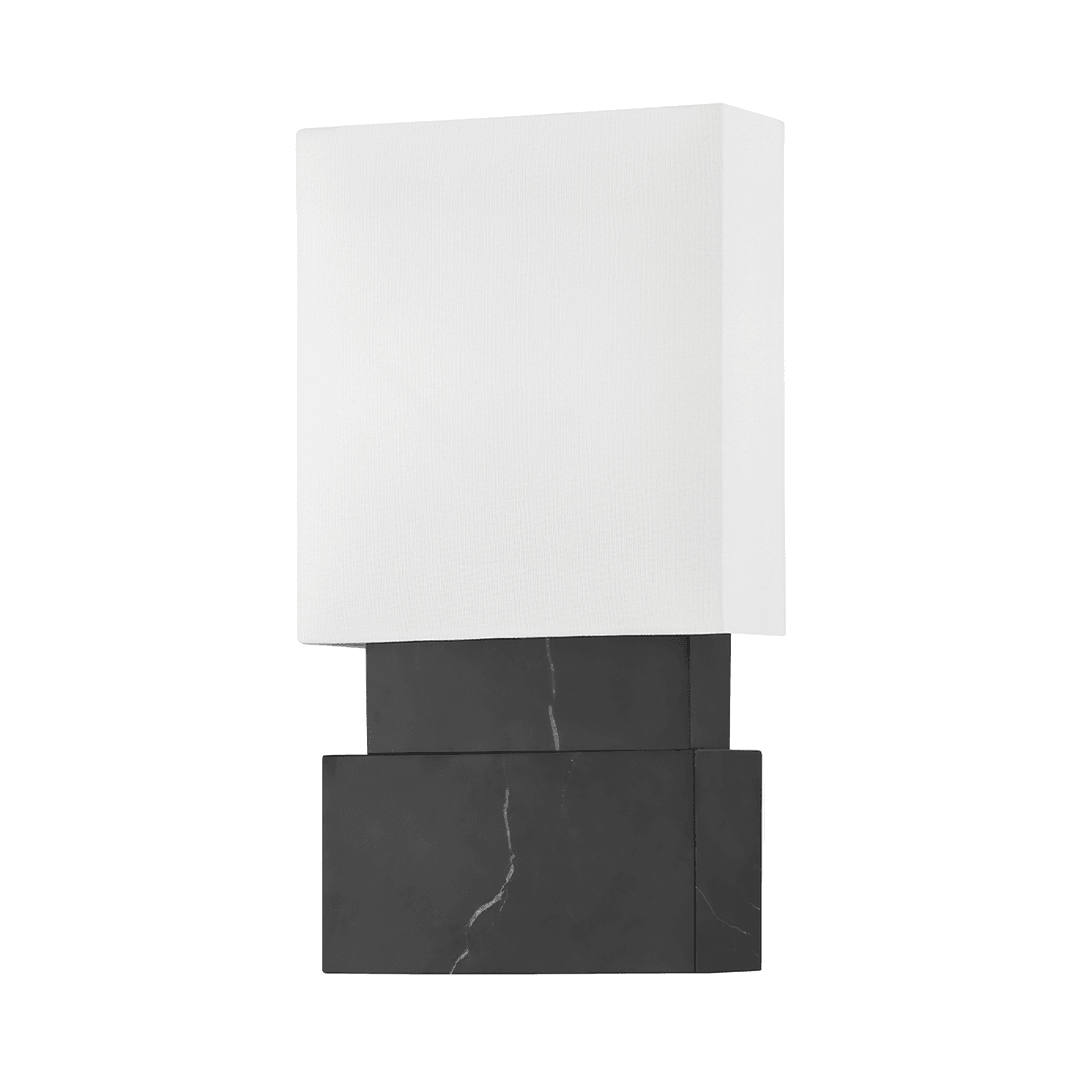 Marble Base with White Fabric Shade Wall Sconce - LV LIGHTING