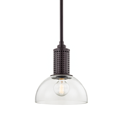 Steel Diamond Perforation with Clear Glass Shade Pendant