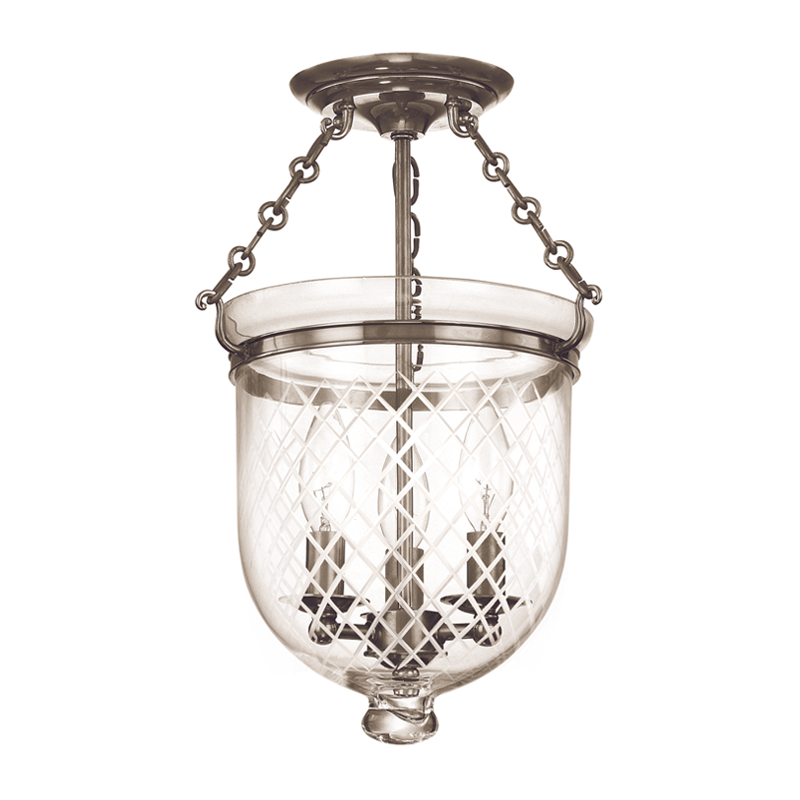 Steel with Clear Glass Bowl Shade Semi Flush Mount