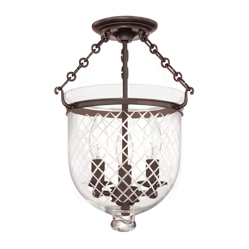 Steel with Clear Glass Bowl Shade Semi Flush Mount