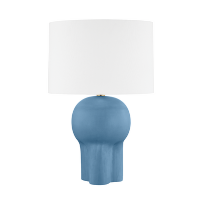 Stone Blue Ceramic with White Fabric Shade Table Lamp