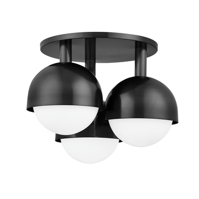 Steel with Frosted Glass Globe Flush Mount