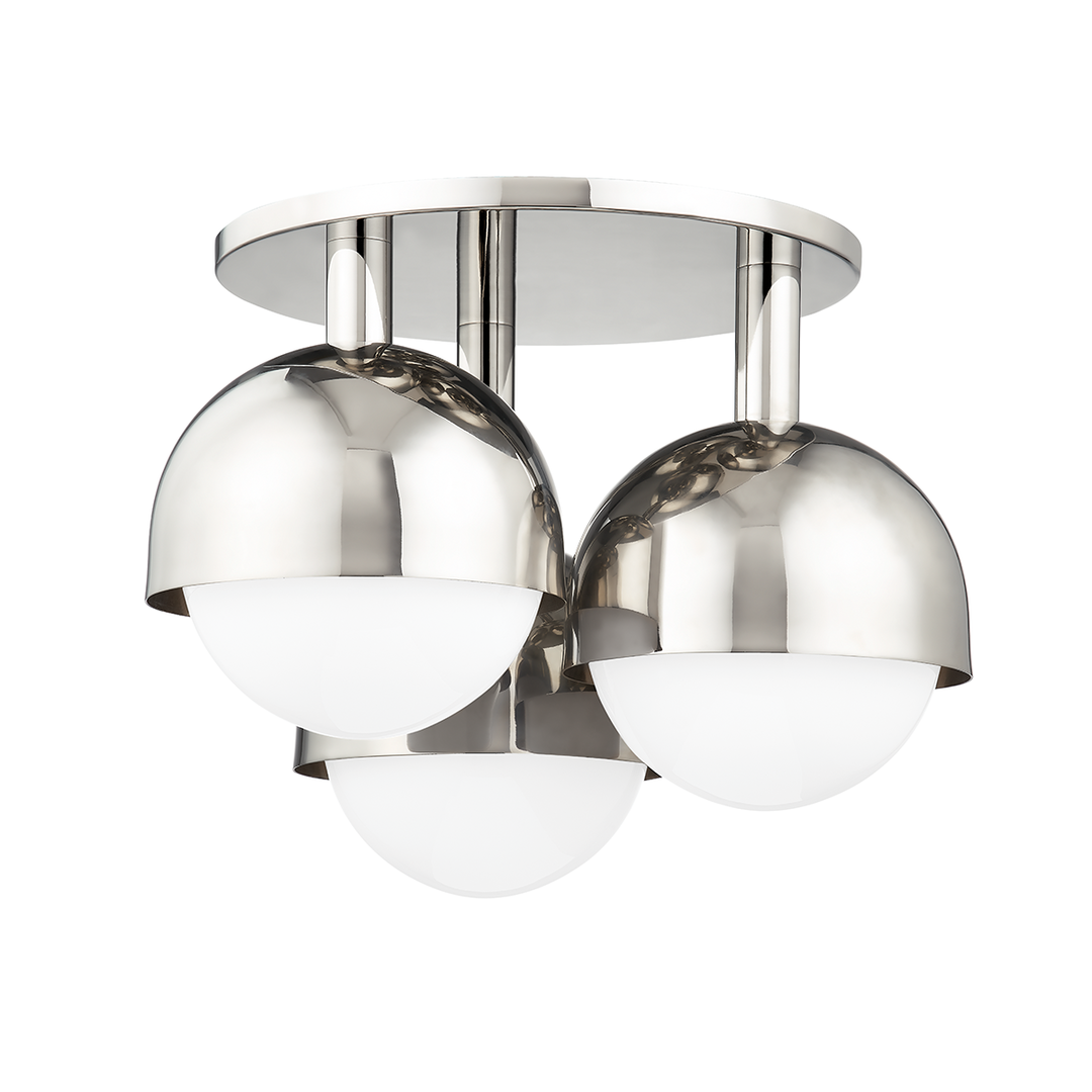 Steel with Frosted Glass Globe Flush Mount