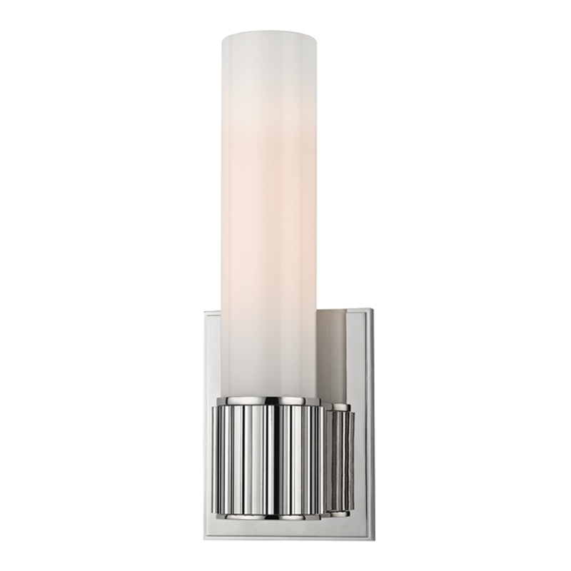 Steel with Cylindrical Opal Matte Glass Wall Sconce
