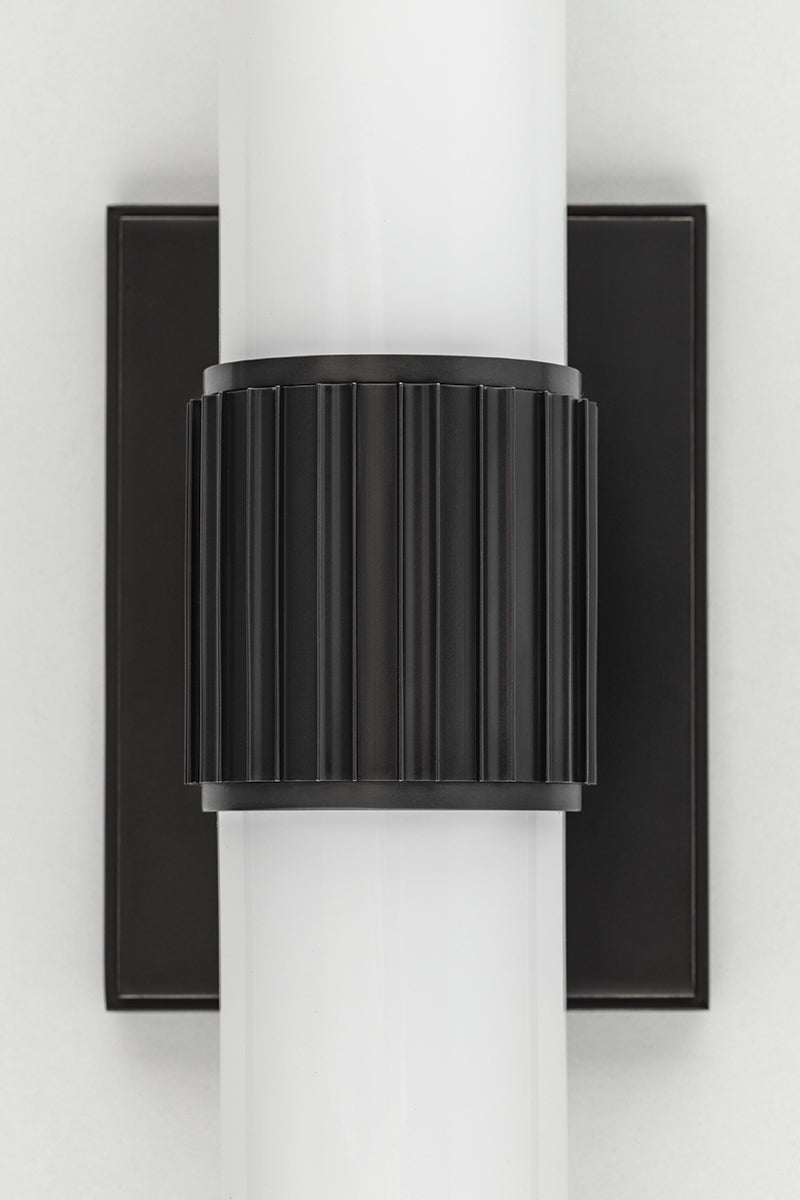 Steel with Cylindrical Opal Matte Glass 2 Light Wall Sconce