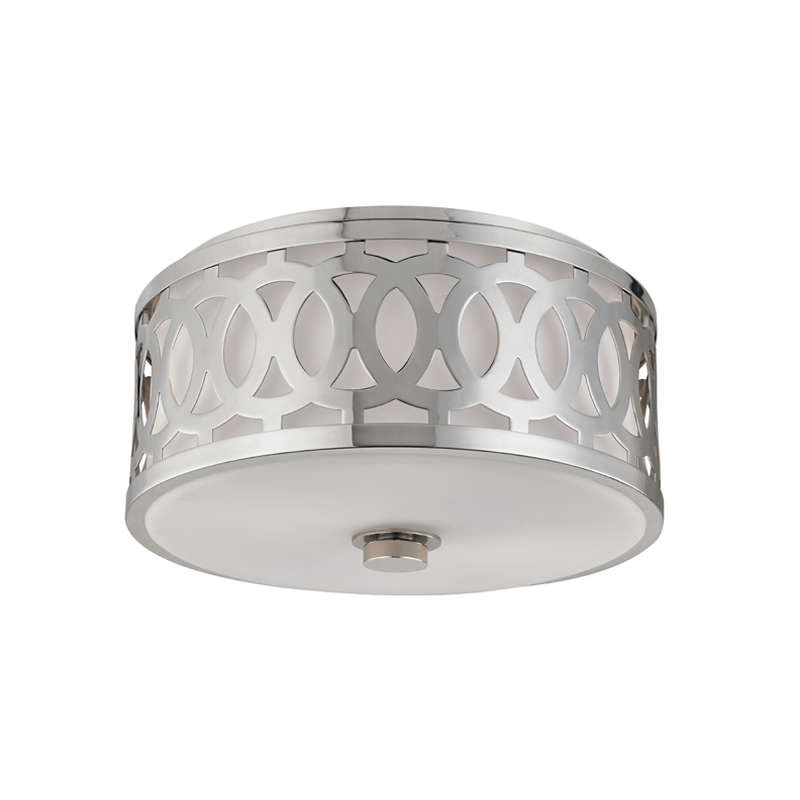 Steel Ring Frame with White Glass Shade Flush Mount