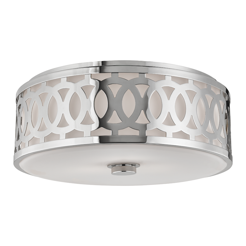 Steel Ring Frame with White Glass Shade Flush Mount