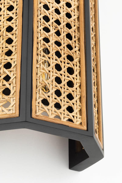 Old Bronze with Rattan Lattice Shade Wall Sconce - LV LIGHTING