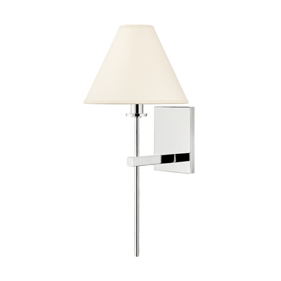 Sttel Arm and Rod with White Fabric Shade Wall Sconce