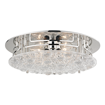 Steel with Clear Handmade Glass Shade Flush Mount