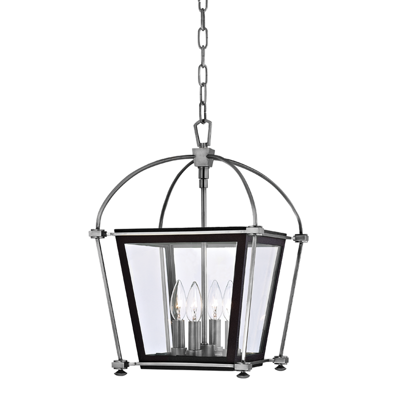 Steel Frame with Clear Glass Shade Caged Pendant