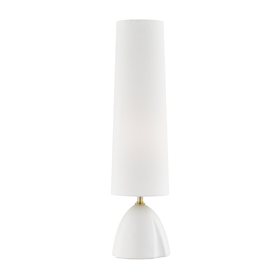 White Ceramic Base with White Fabric Shade Table Lamp