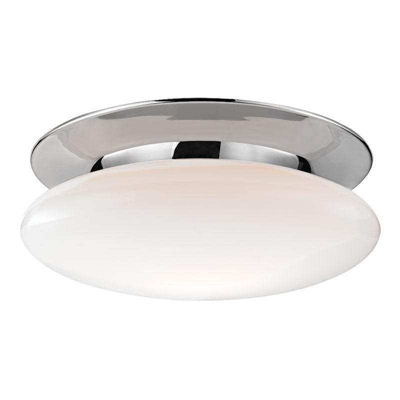 Steel with White Glass Shade Flush Mount