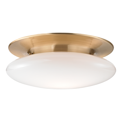 Steel with White Glass Shade Flush Mount