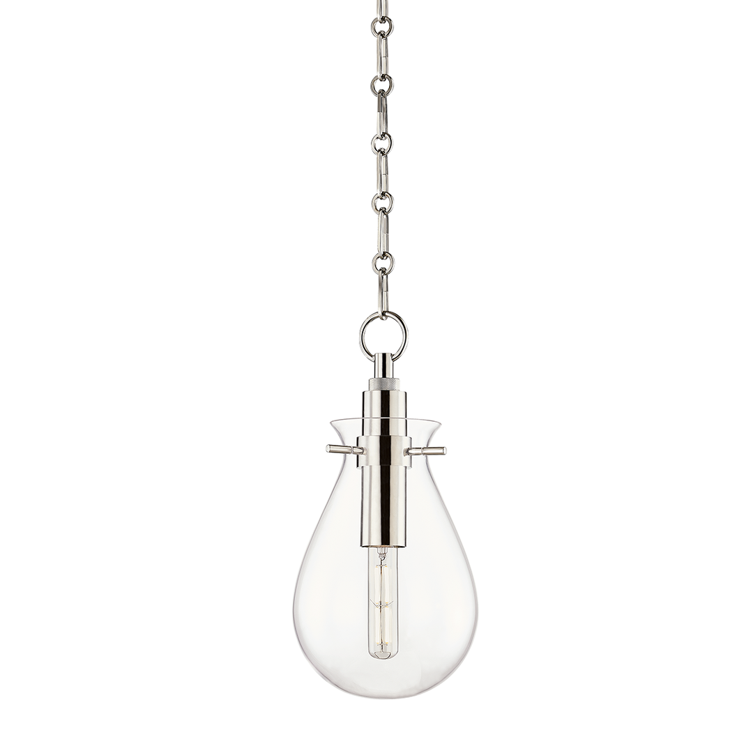 Steel with Clear Teardrop Glass Shade Pendant