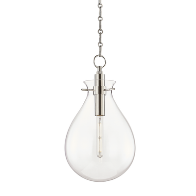 Steel with Clear Teardrop Glass Shade Pendant