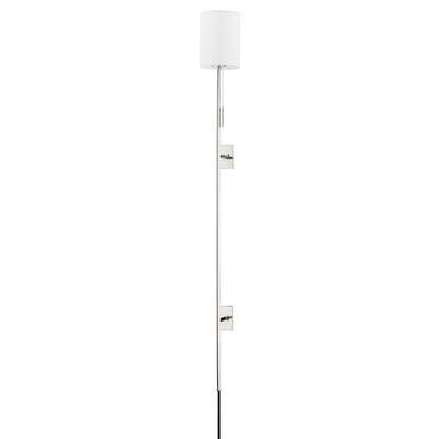 Steel Rod with Off White Fabric Shade Plug In Wall Sconce