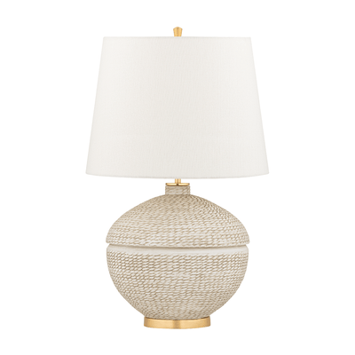 Gold Leaf Handwoven Like Ceramic Base with Fabric Shade Table Lamp - LV LIGHTING