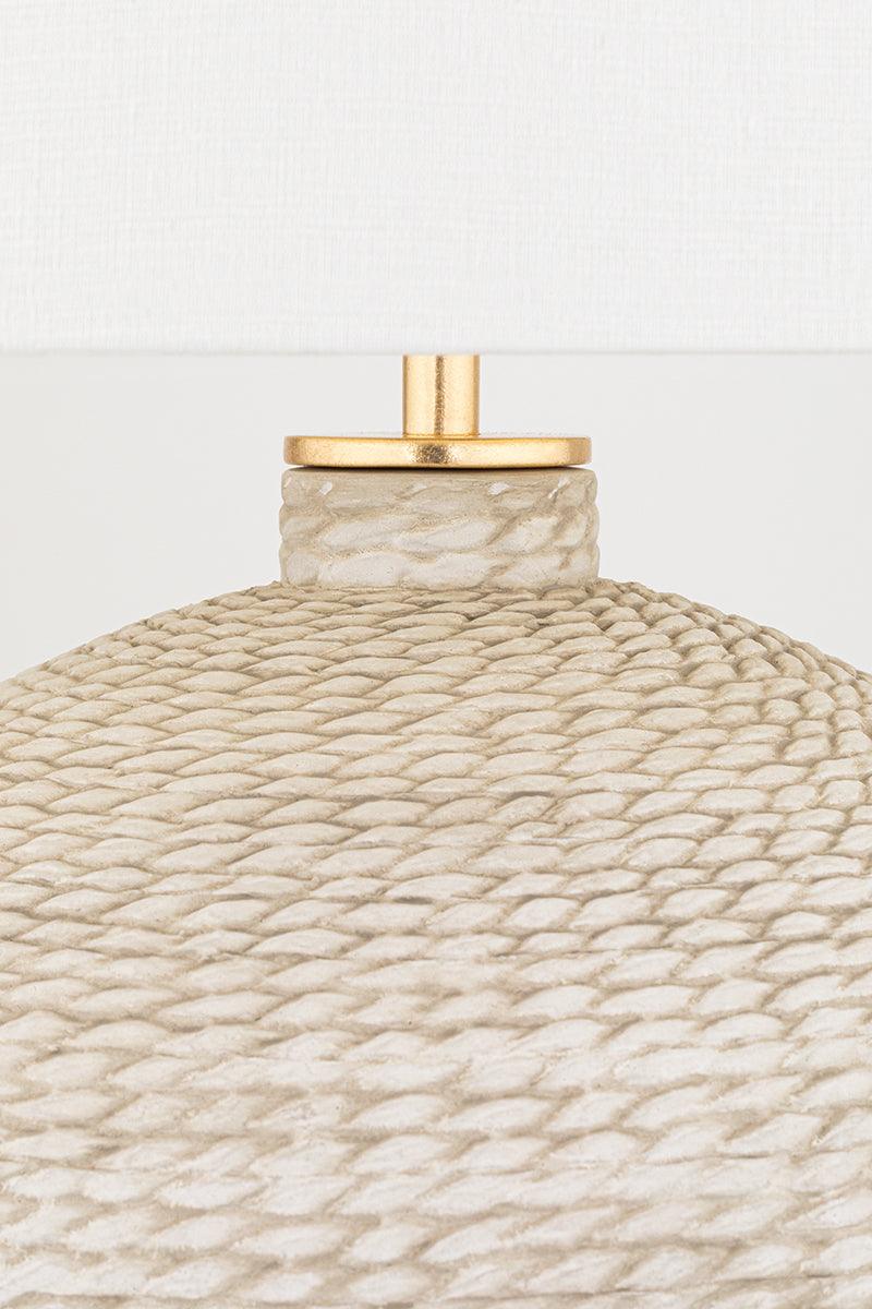 Gold Leaf Handwoven Like Ceramic Base with Fabric Shade Table Lamp - LV LIGHTING