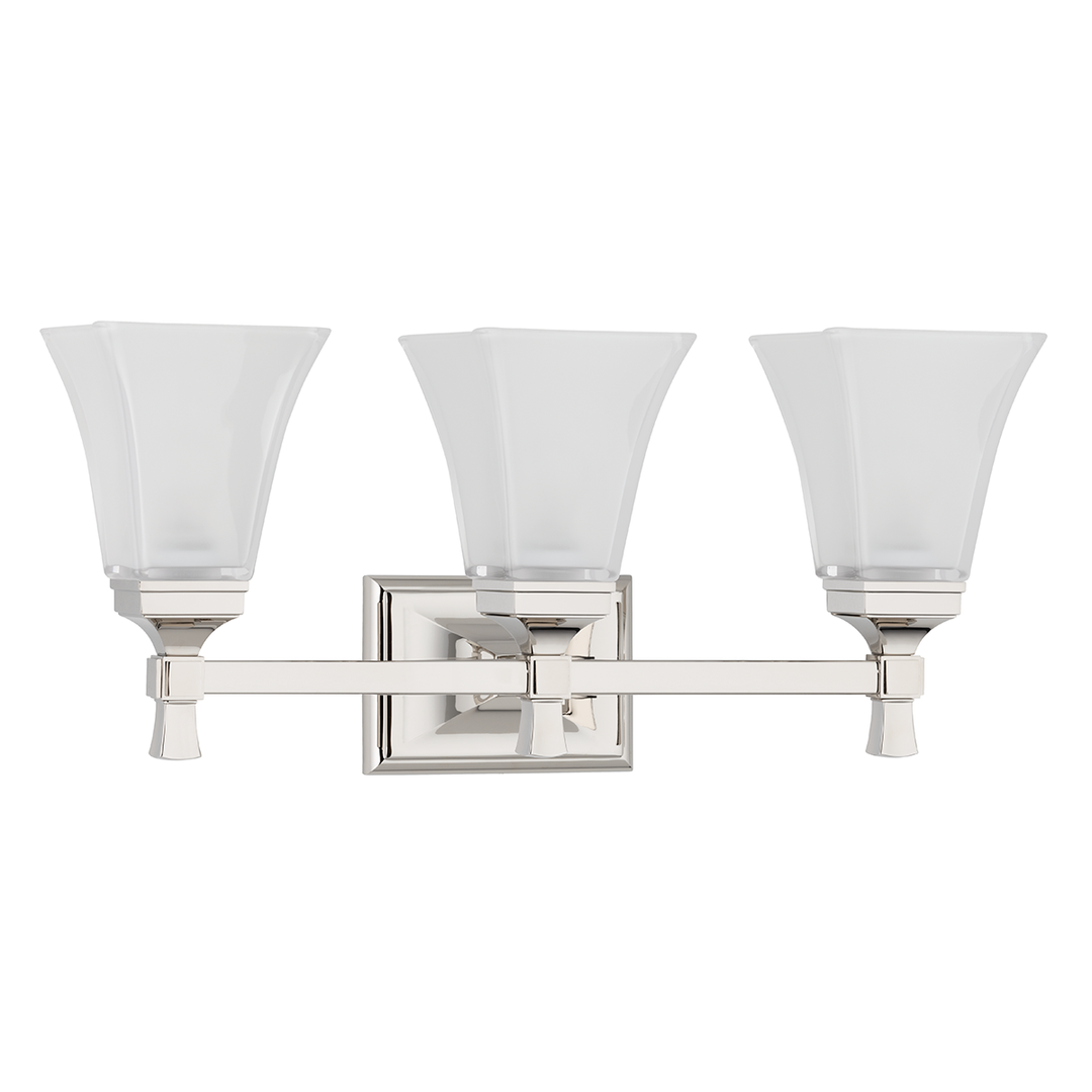 Steel with Frosted Glass Shade Vanity Light