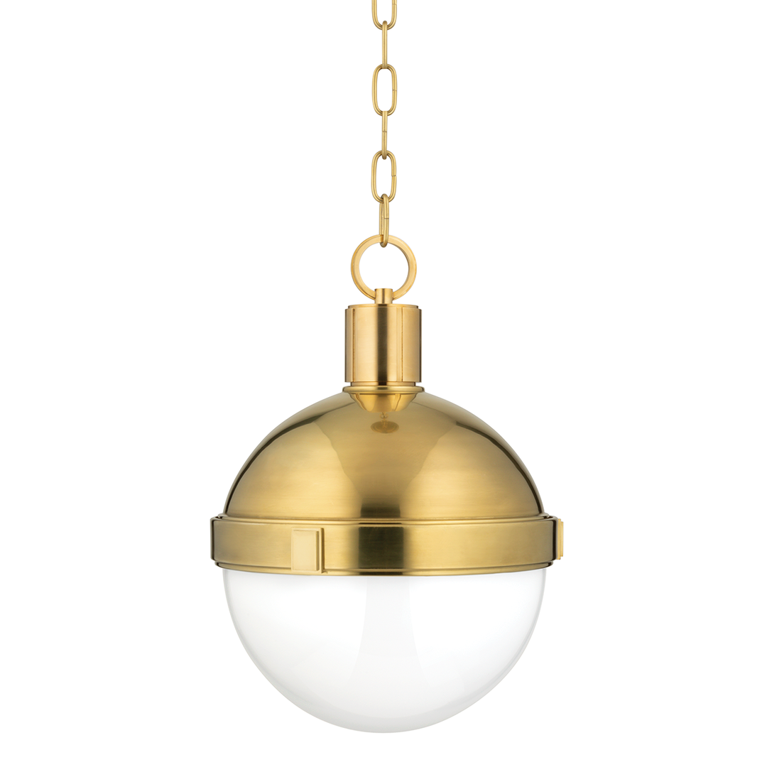 Steel Frame with Frosted Glass Globe Pendant