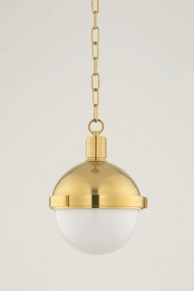 Steel Frame with Frosted Glass Globe Pendant