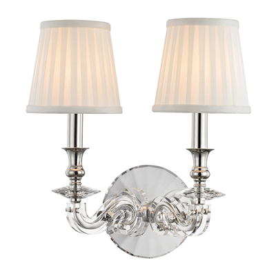 Steel with Crystal Bobeche and Fabric Shade Wall Sconce