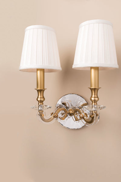 Steel with Crystal Bobeche and Fabric Shade Wall Sconce
