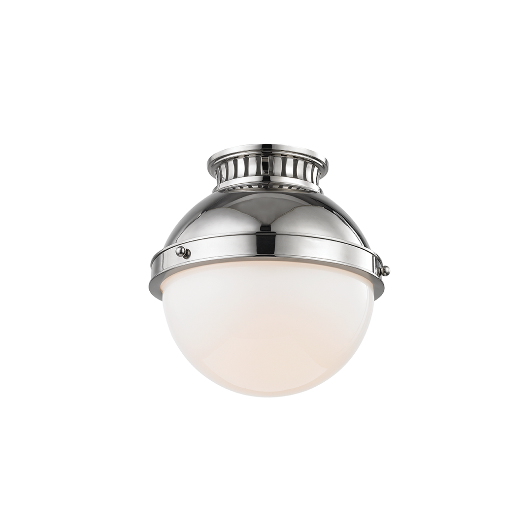 Steel with Opal Shiny Glass Shade Flush Mount
