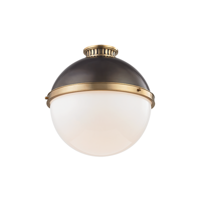 Steel with Opal Shiny Glass Shade Flush Mount