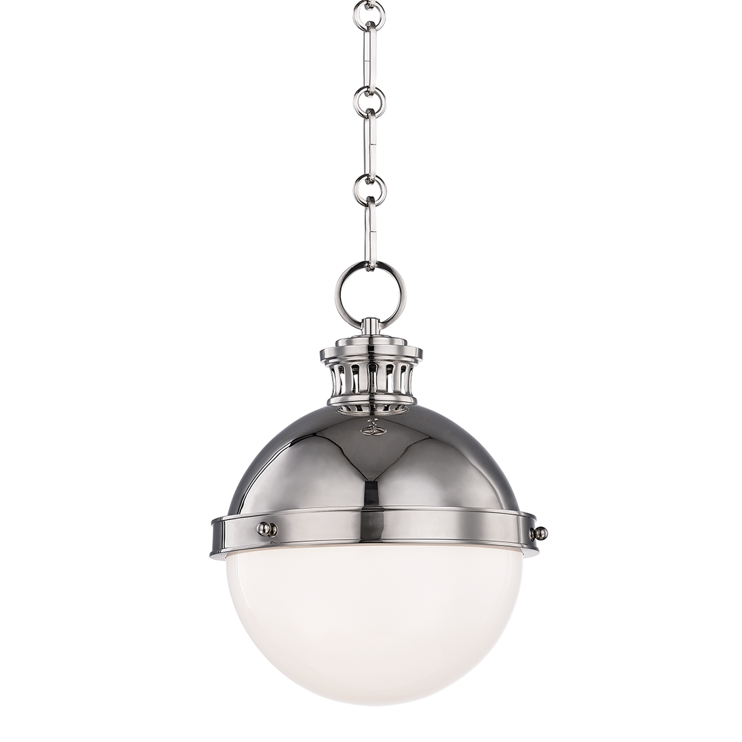 Steel with Opal Shiny Glass Shade Pendant