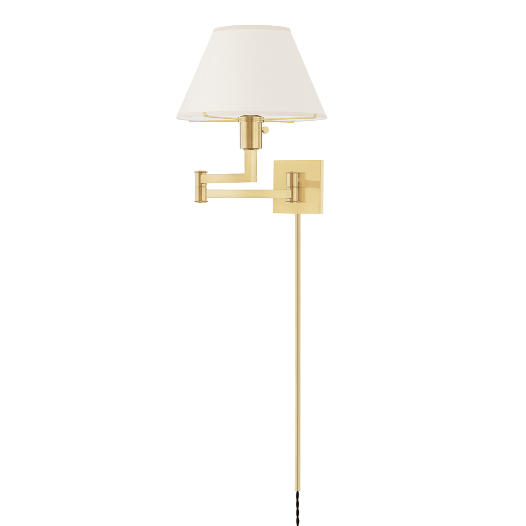 Steel Adjustable Arm with Fabric Shade Plug In Wall Sconce - LV LIGHTING