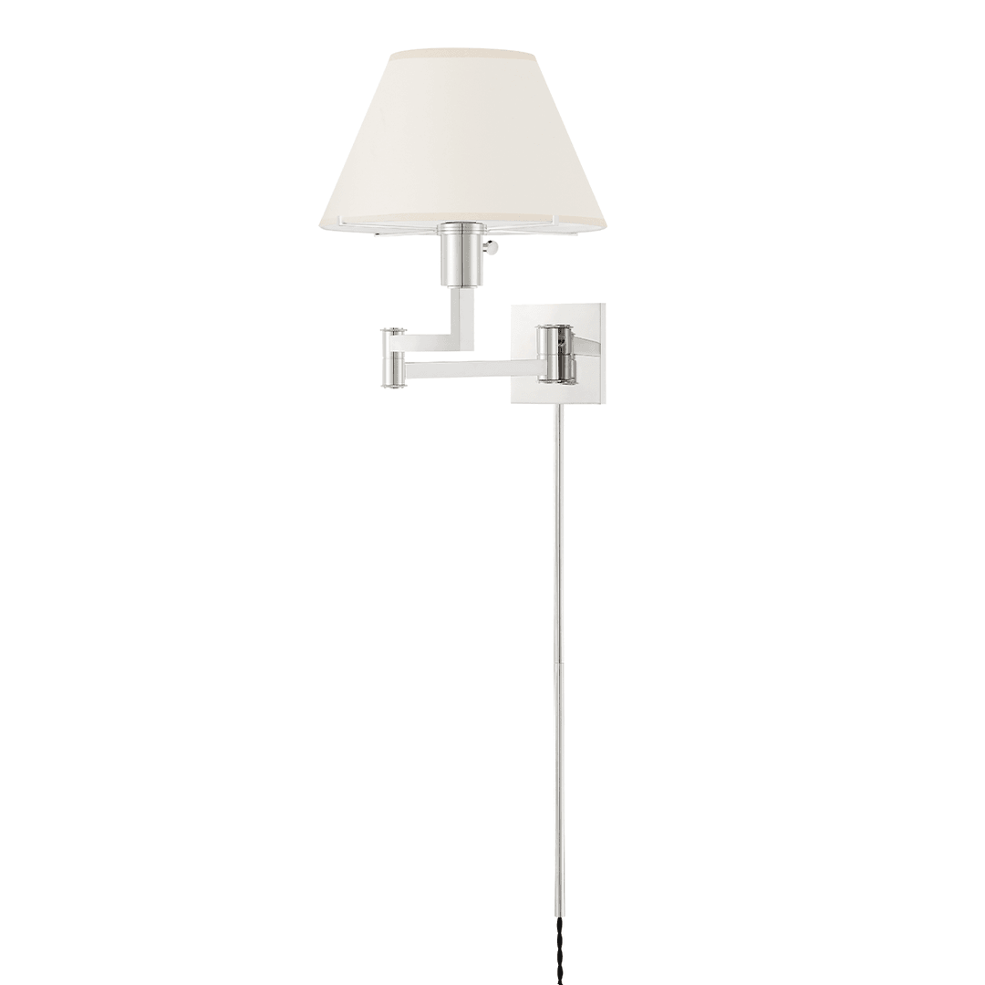 Steel Adjustable Arm with Fabric Shade Plug In Wall Sconce - LV LIGHTING