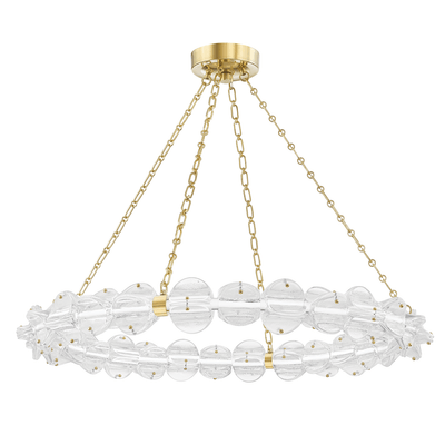 LED Steel with Etched Glass Shade Ring Chandelier - LV LIGHTING