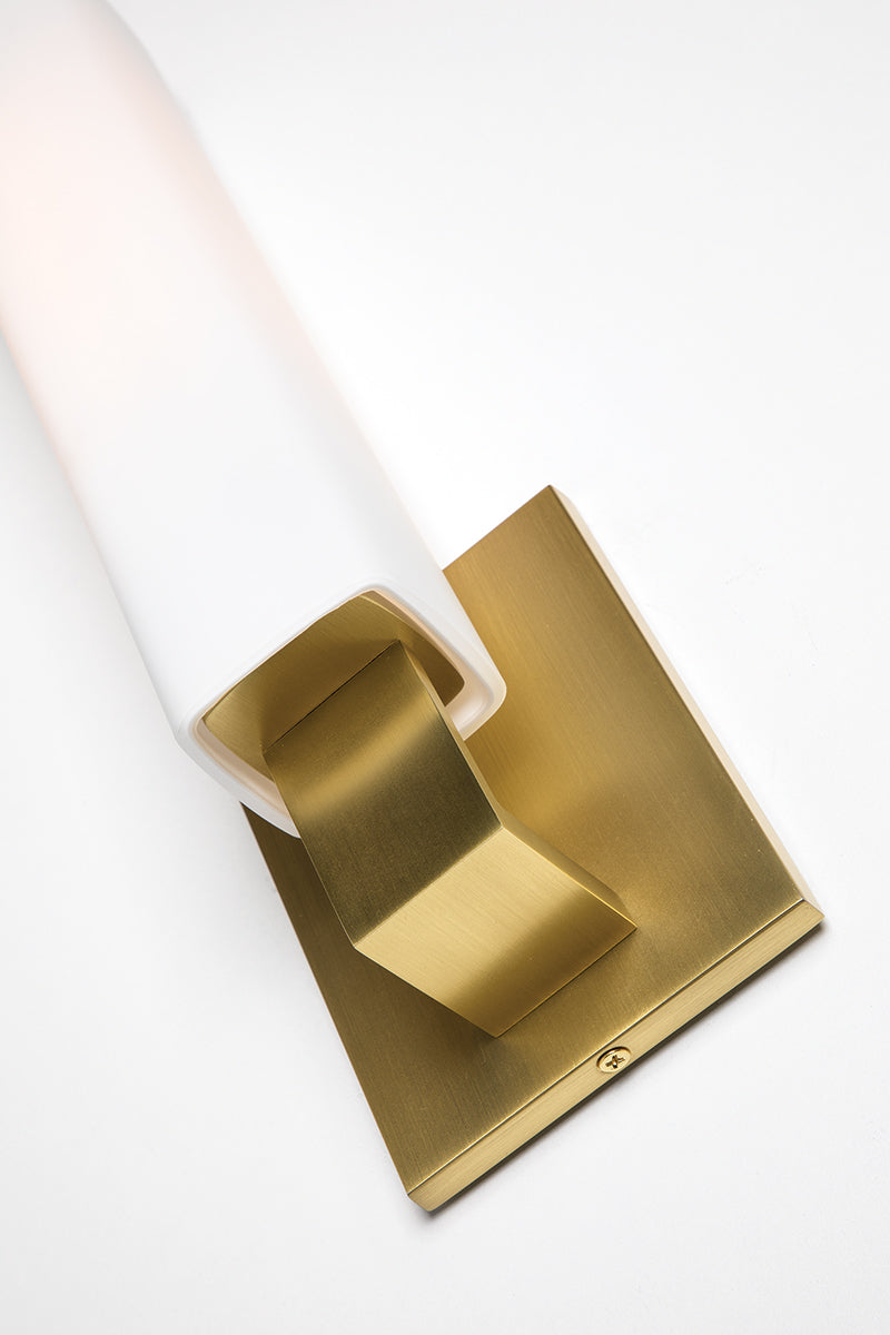 Steel Thick Arm with Opal Matte Glass Shade Wall Sconce