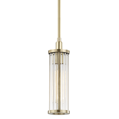 Steel with Cylindrical Clear Glass Shade Pendant