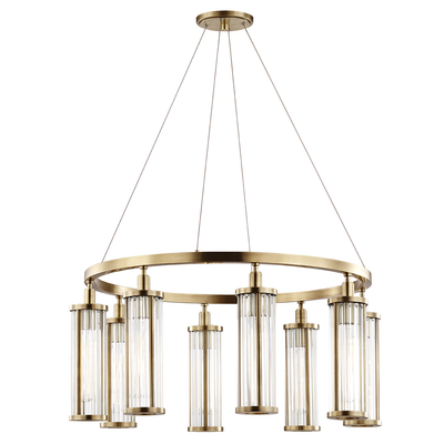 Steel with Clear Cylindrical Glass Shade Chandelier