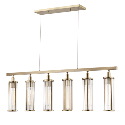 Steel with Clear Cylindrical Glass Shade Linear Pendant