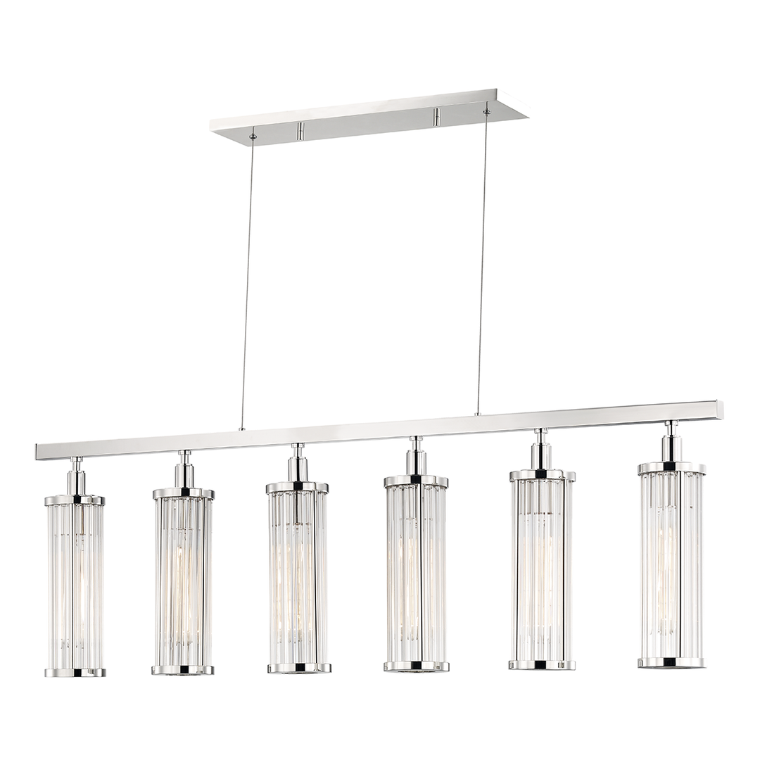 Steel with Clear Cylindrical Glass Shade Linear Pendant